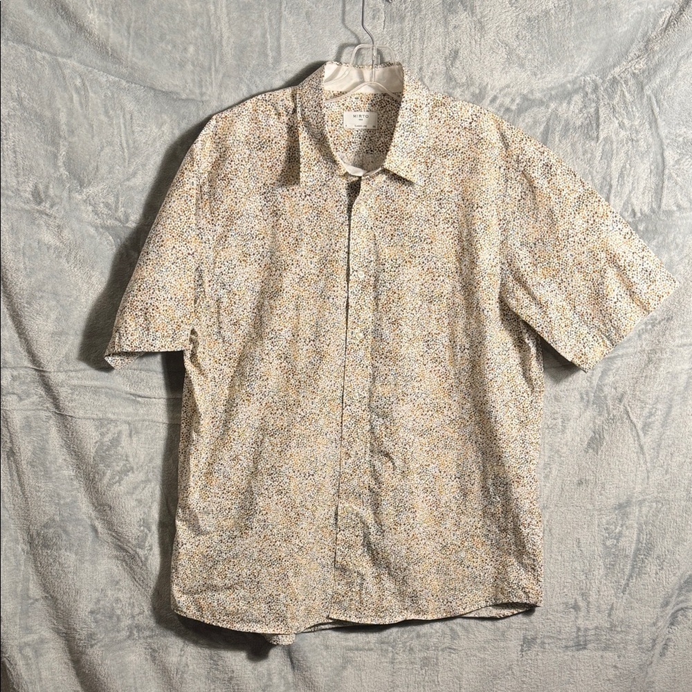 Mirto shirt Men's‎ size XXL Multicolor Button Down Shirt cream tan brown green